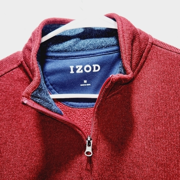 Izod 1/4 Fleece Jacket Pullover Red Size Medium - Picture 3 of 5